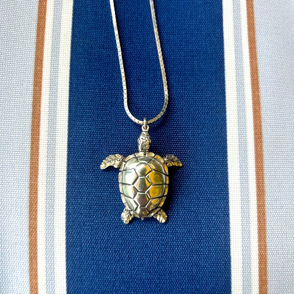 Silver Turtle Pendant Necklace